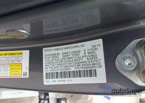 2018 Honda Accord Lx from USA, damaged, VIN 1HGCV1F13JA234473